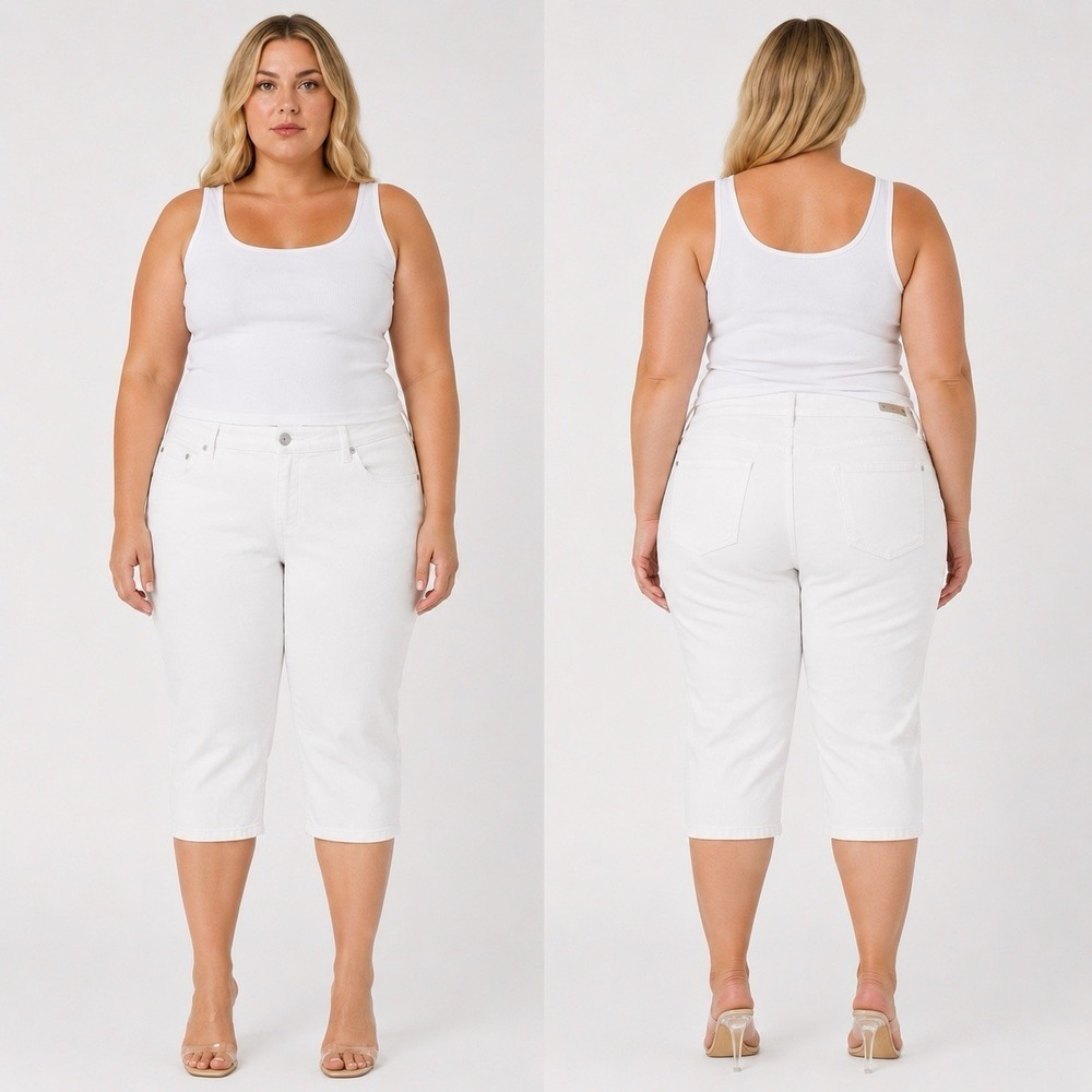 NYDJ CURVES 360 PLUS SIZE 28 WHITE SLIM STRAIGHT LEG ANKLE JEAN Stretch NWT READ